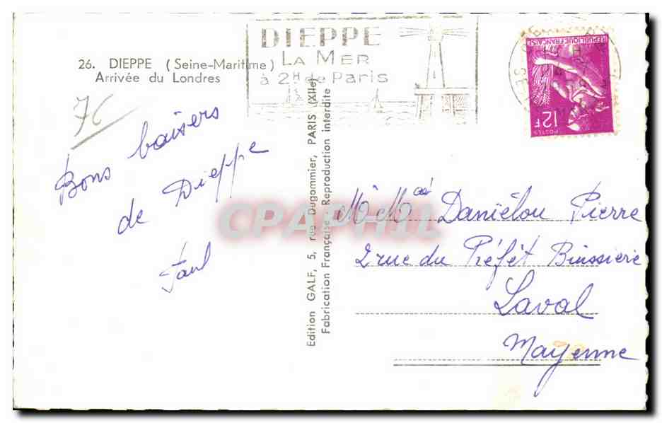Dieppe - Arrivee du Londres - CPA  — Rückseite