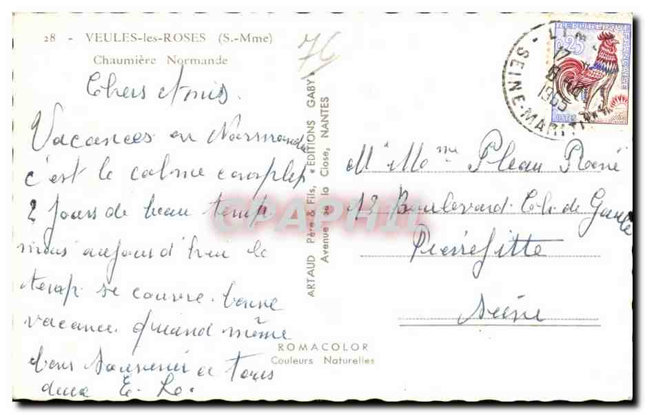 Veules les Roses - Chaumiere Normande - CPA  — Rückseite