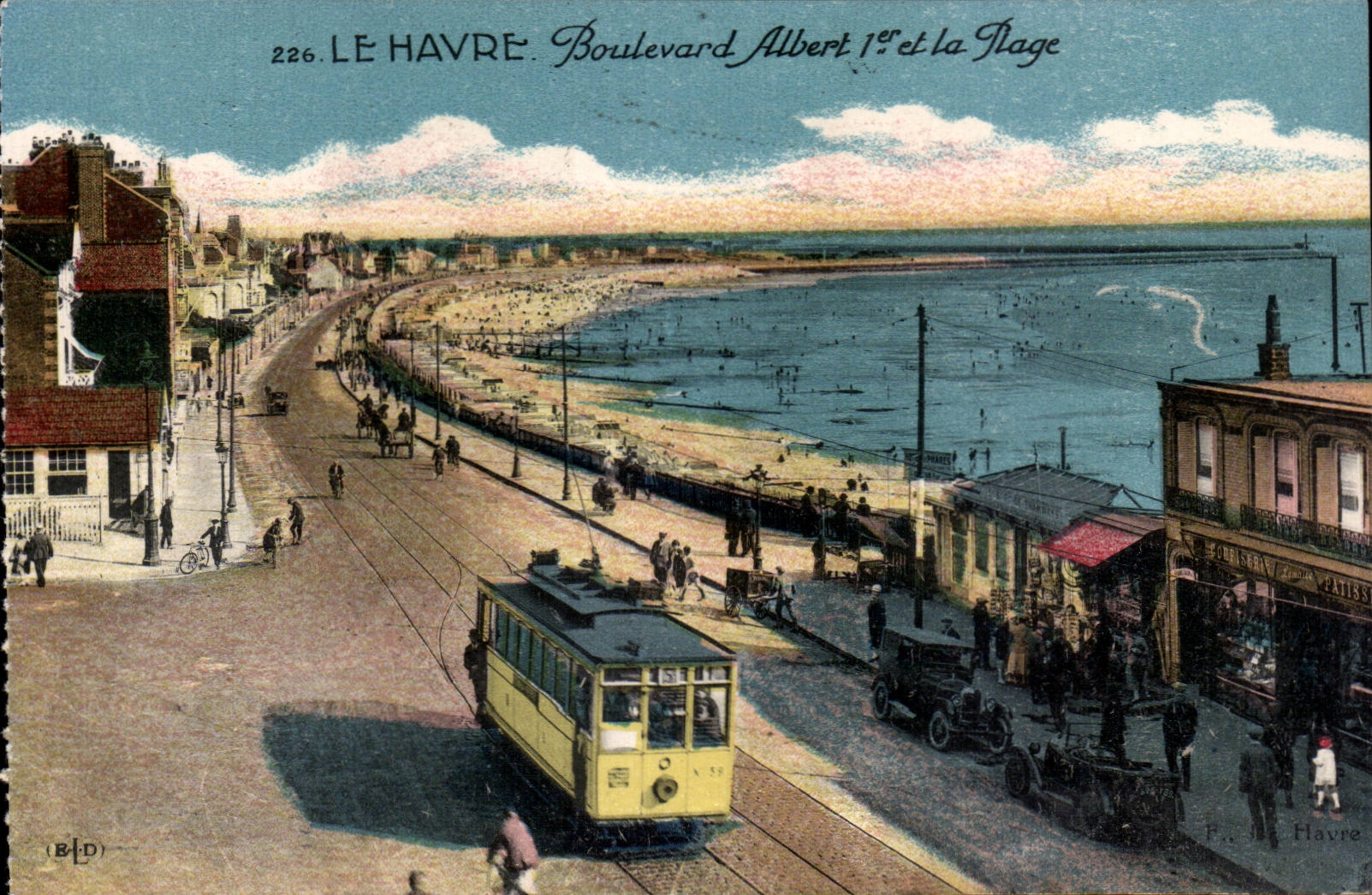 Le Havre - Illustration - Boulevard Albert I - La Plage Tramway - CPA 