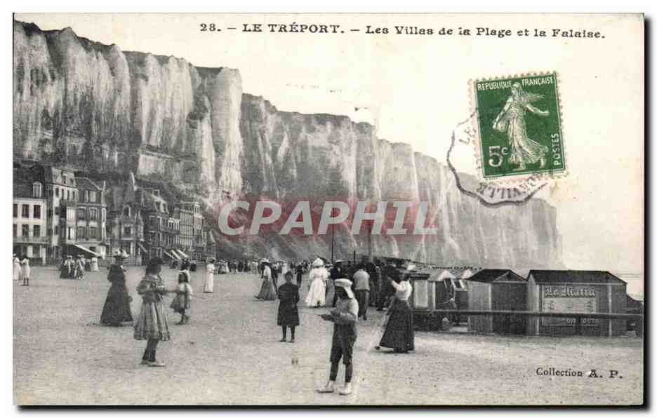 Le Treport - Les Villas de la Plage et les Falaises - CPA 