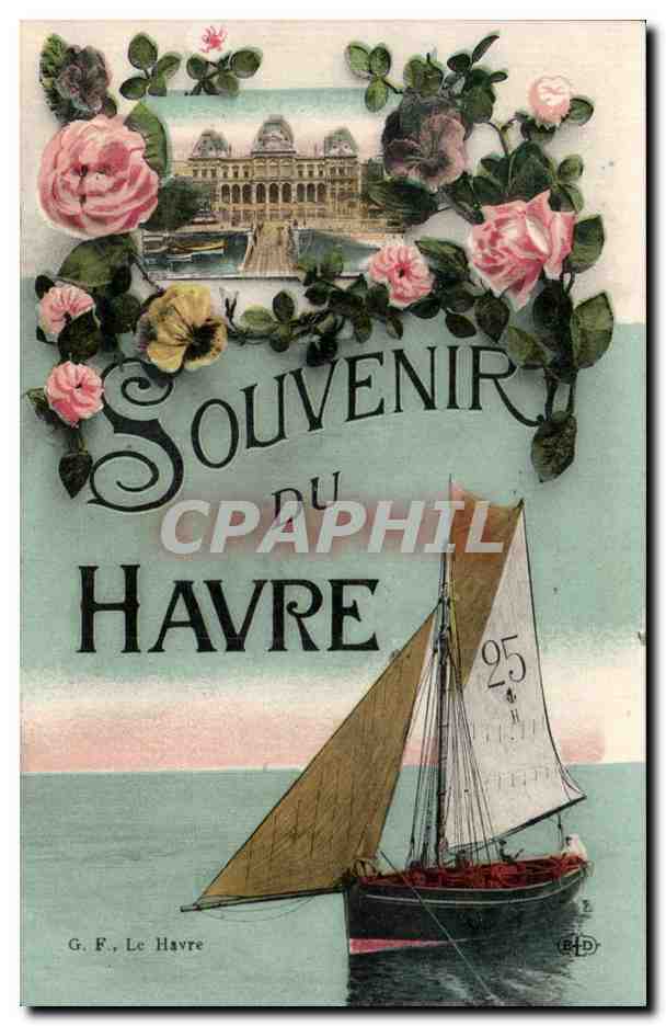 Le Havre - Souvenir - rose - voilier - CPA 
