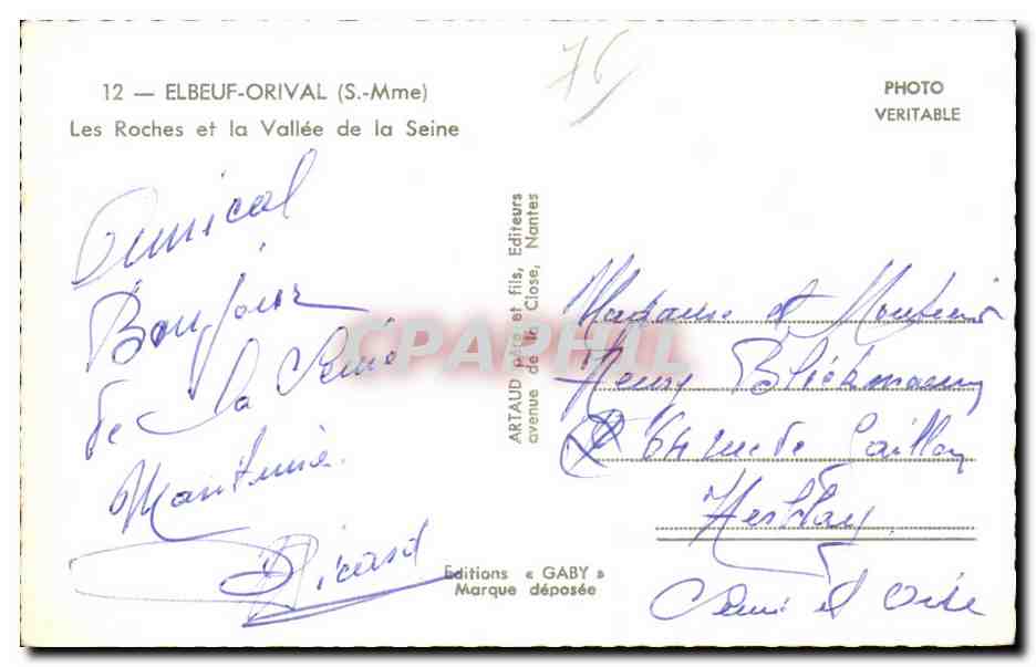 Elbeuf Orival - Les Roches et la Vallee de la Seine - CPA  — Rückseite
