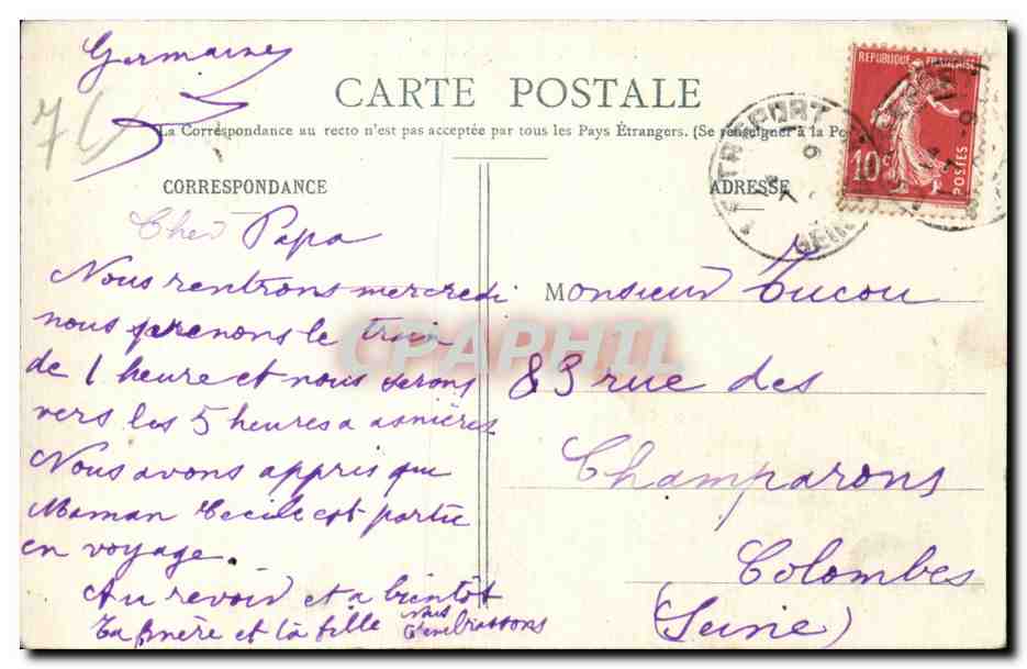 Le Treport - Le Chemin de la Falaise - CPA  — Rückseite