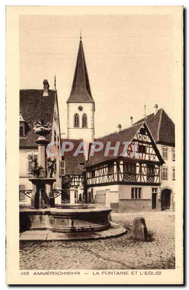 Ammerschwihr - La Fontaine et L Eglise - CPA 