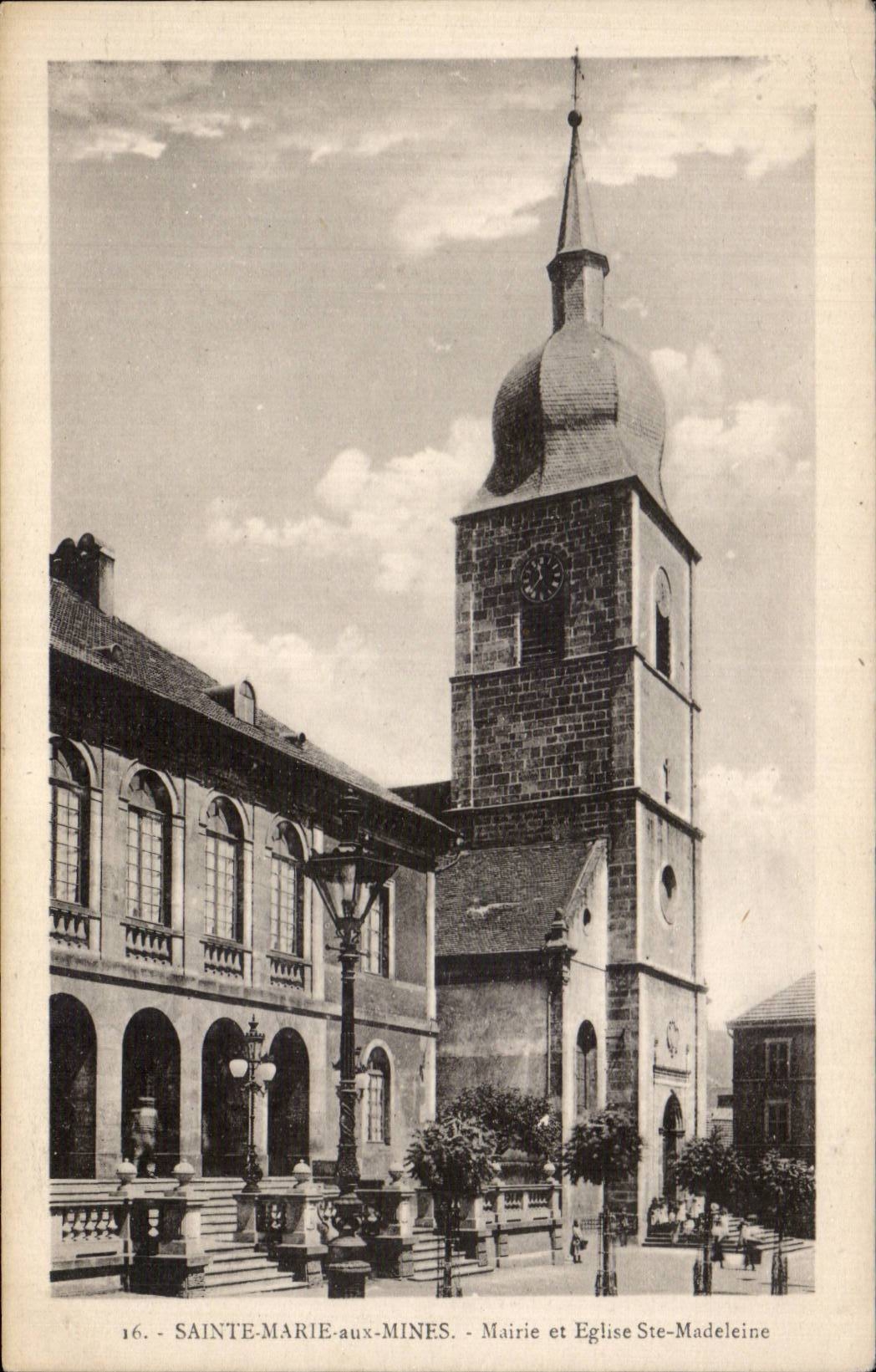 Sainte Marie aux Mines - Mairie et Eglise - CPA 