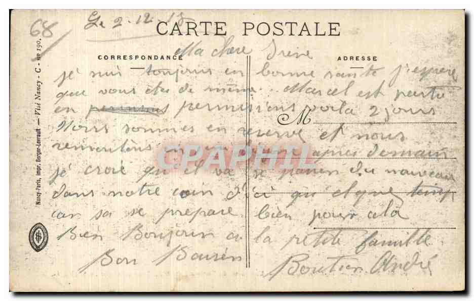 Thann (Alsace) — Une partie du Faubourg du Rhin bombardée par les Allemands — Guerre 1914-1915 — Reverso