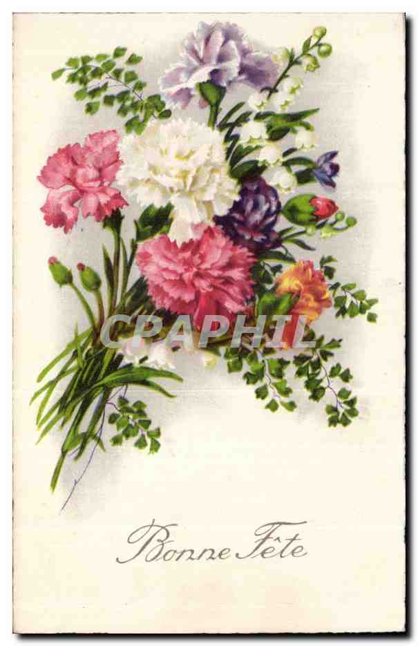 Fleurs Oeillet - Carnation - Bonne Fete - CPA 