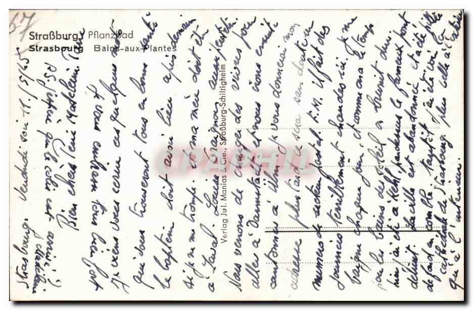 Strasbourg - Pflanzbad - Bains aux Plantes - CPA — Verso