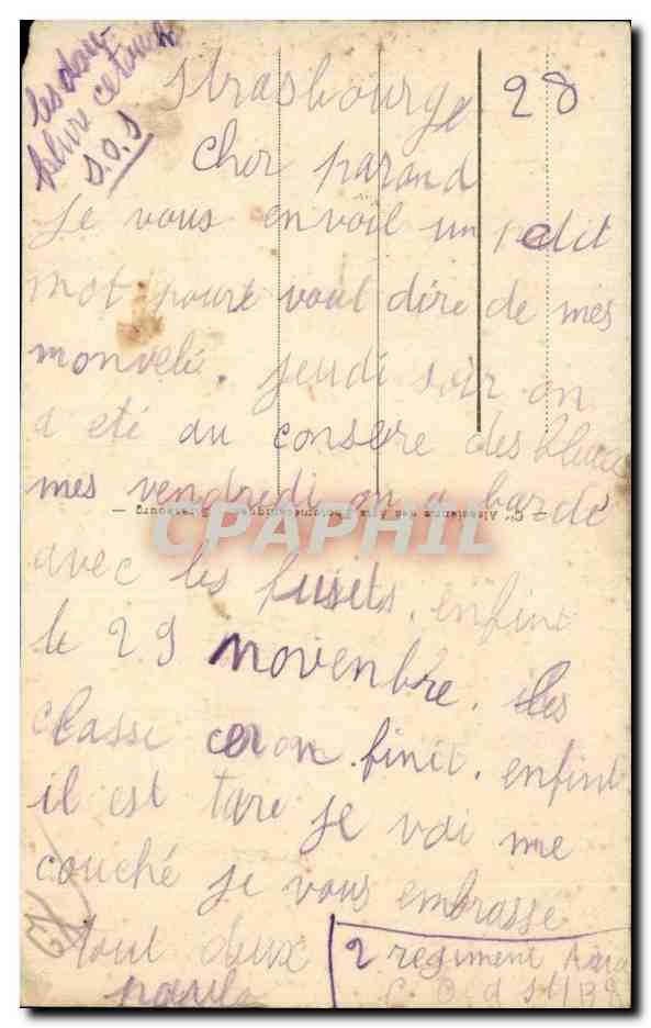 Strasbourg - Nid de Cigogne - oiseau - bird - CPA — Rückseite