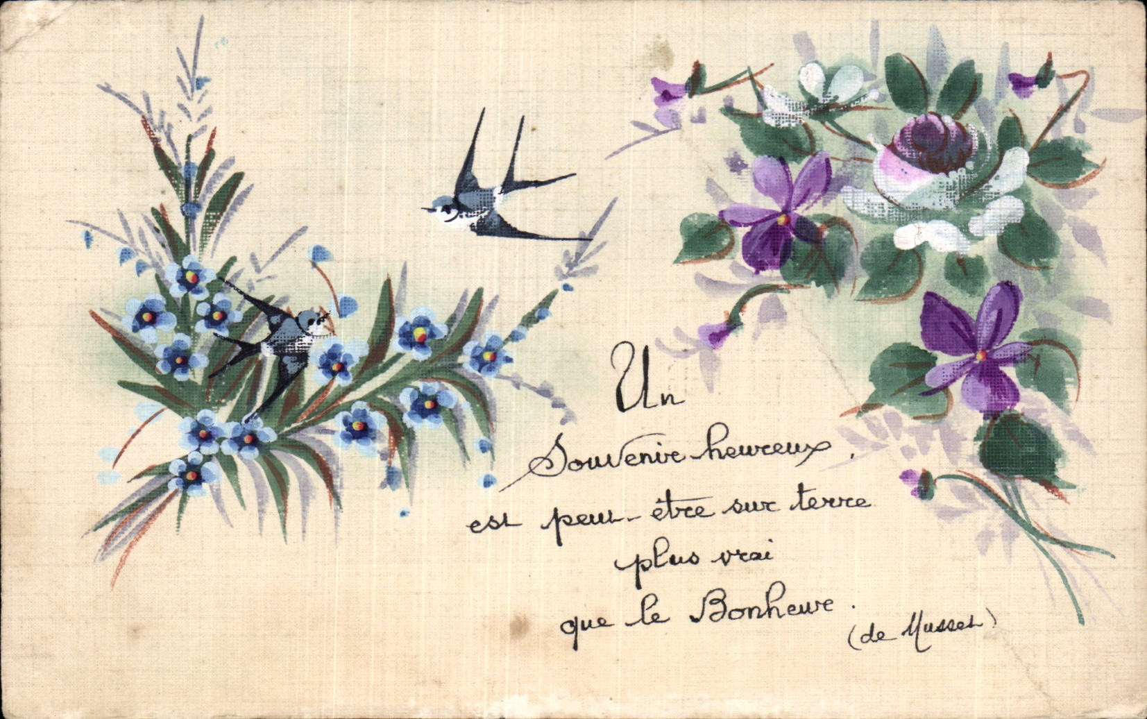 Fleurs oiseau - bird - CPA 