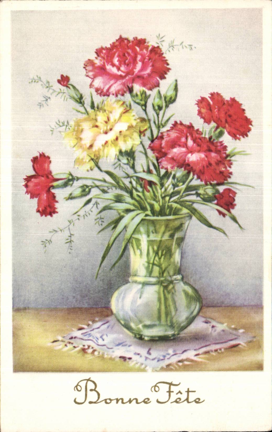 Fleurs Oiellet - Carnation - bonne fete - CPA 
