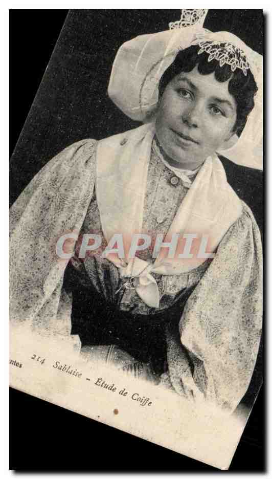 Folklore - Costumes - Alsace - Femme Sablaise Etude de coiffe - CPA 