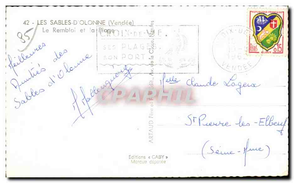 Les Sables-d'Olonne — Plage et remblai — Éditions Gaby — Verso