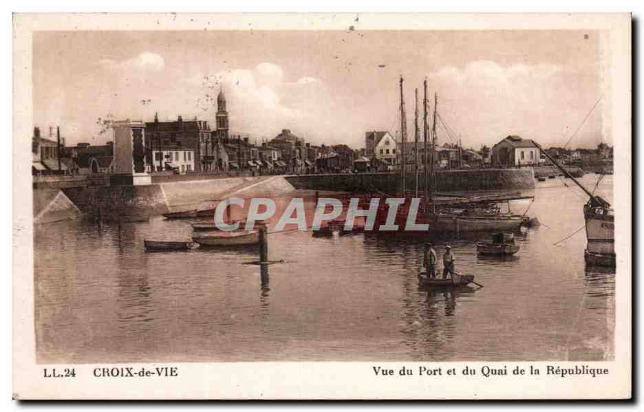 Croix de Vie - Vue du Port et du Quai de la Republique - CPA