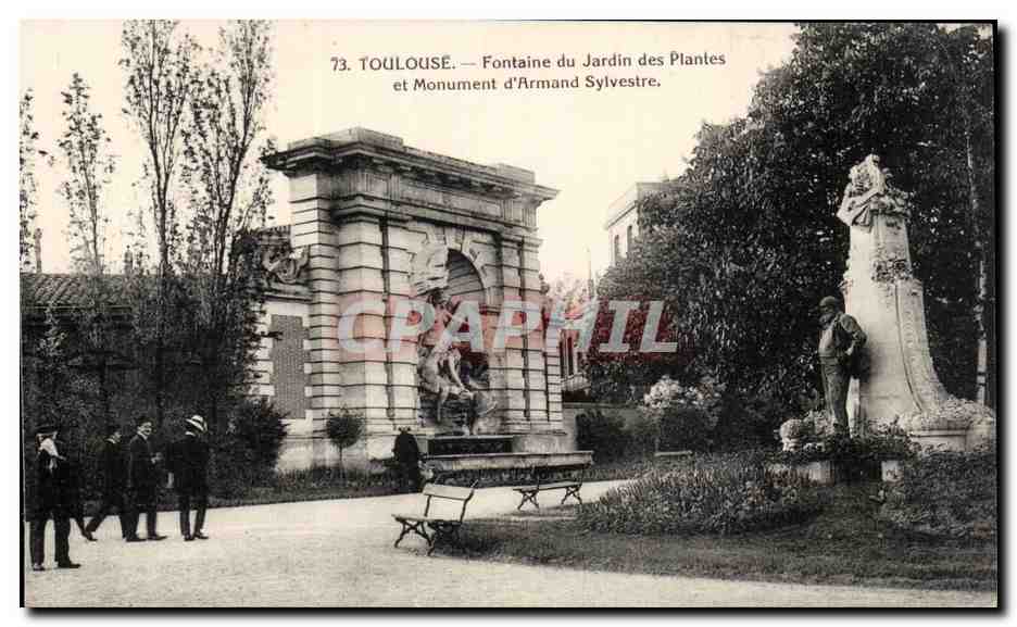 Toulouse — Fontaine du Jardin des Plantes et Monument d'Armand Sylvestre — CPAPHIL