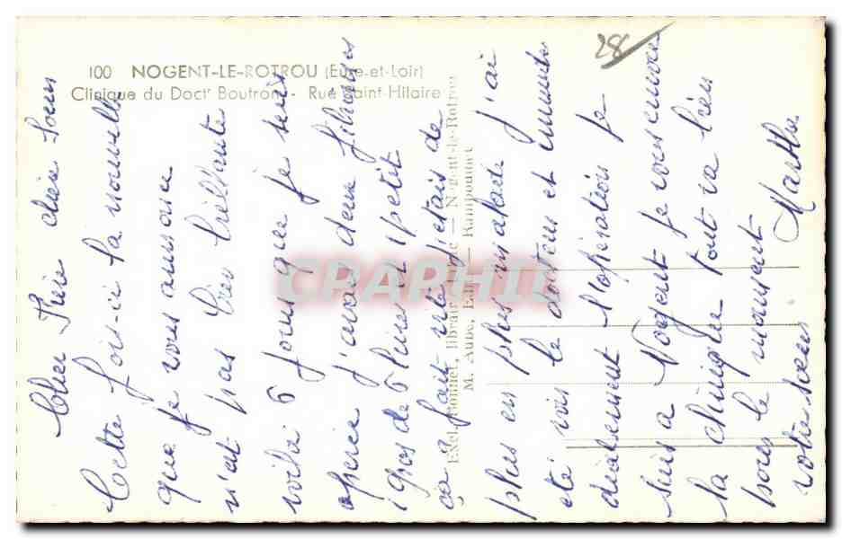 Klinik des Herrn Boutroux — Nogent-le-Rotrou — Éditeur Ex. Aupes, Éditeur — Rückseite