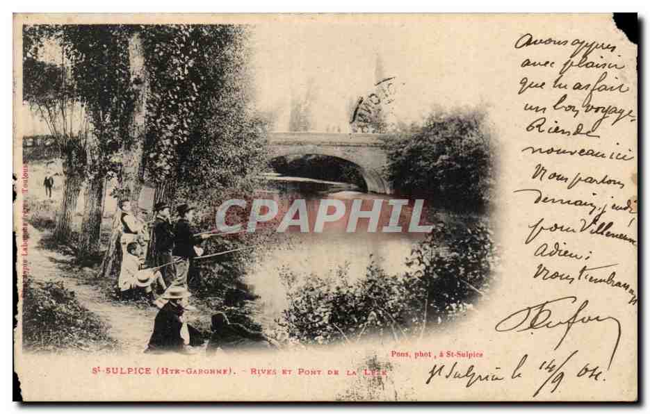 CPA St Sulpice Rives et pont de la Leze Pecheurs Enfants