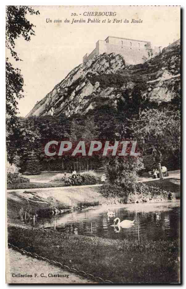 Cherbourg — A corner of the Public Garden and Fort du Roule — Collection F. C., Cherbourg