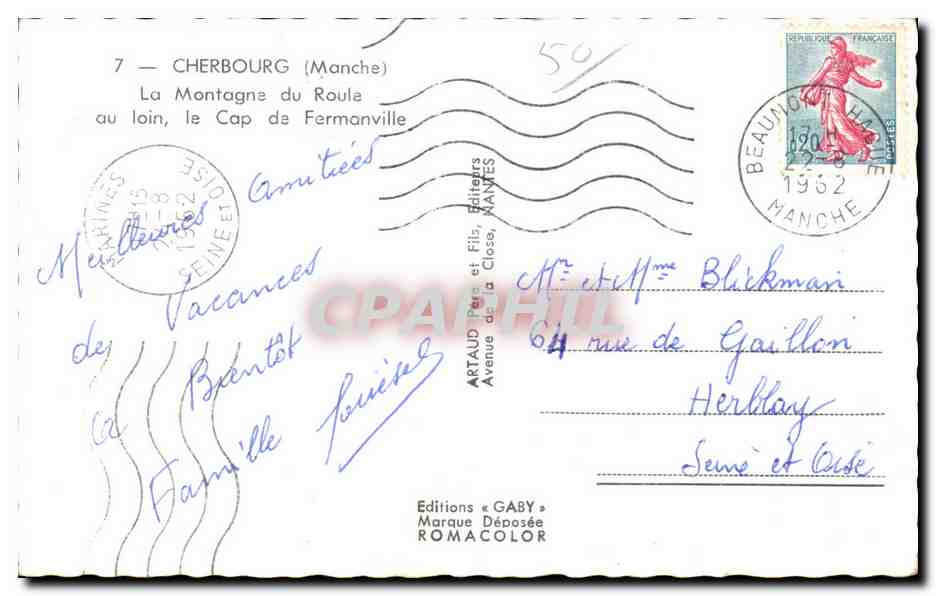 The Mountain of Roula — view of Cherbourg — Editions Gaby — Back