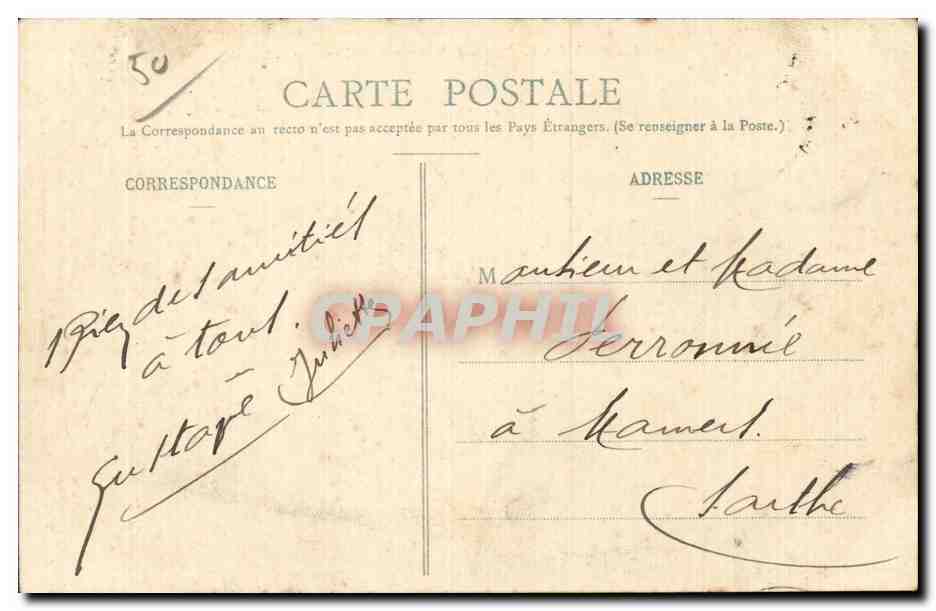 CPA Cherbourg Les jardins du casino — Rückseite
