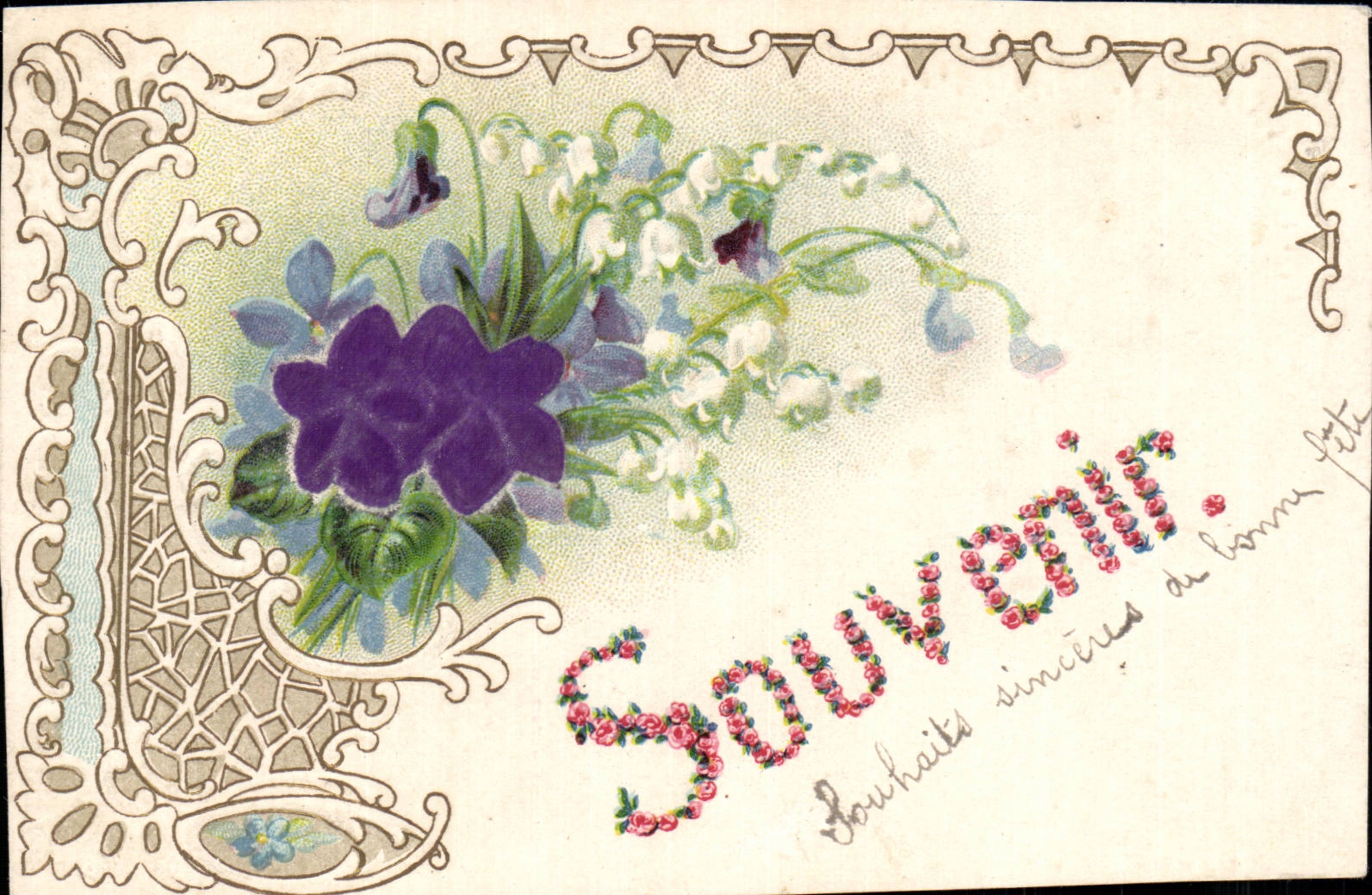 Bouquets de fleurs — Souvenirs sincères de bonne fête — Carte postale universelle