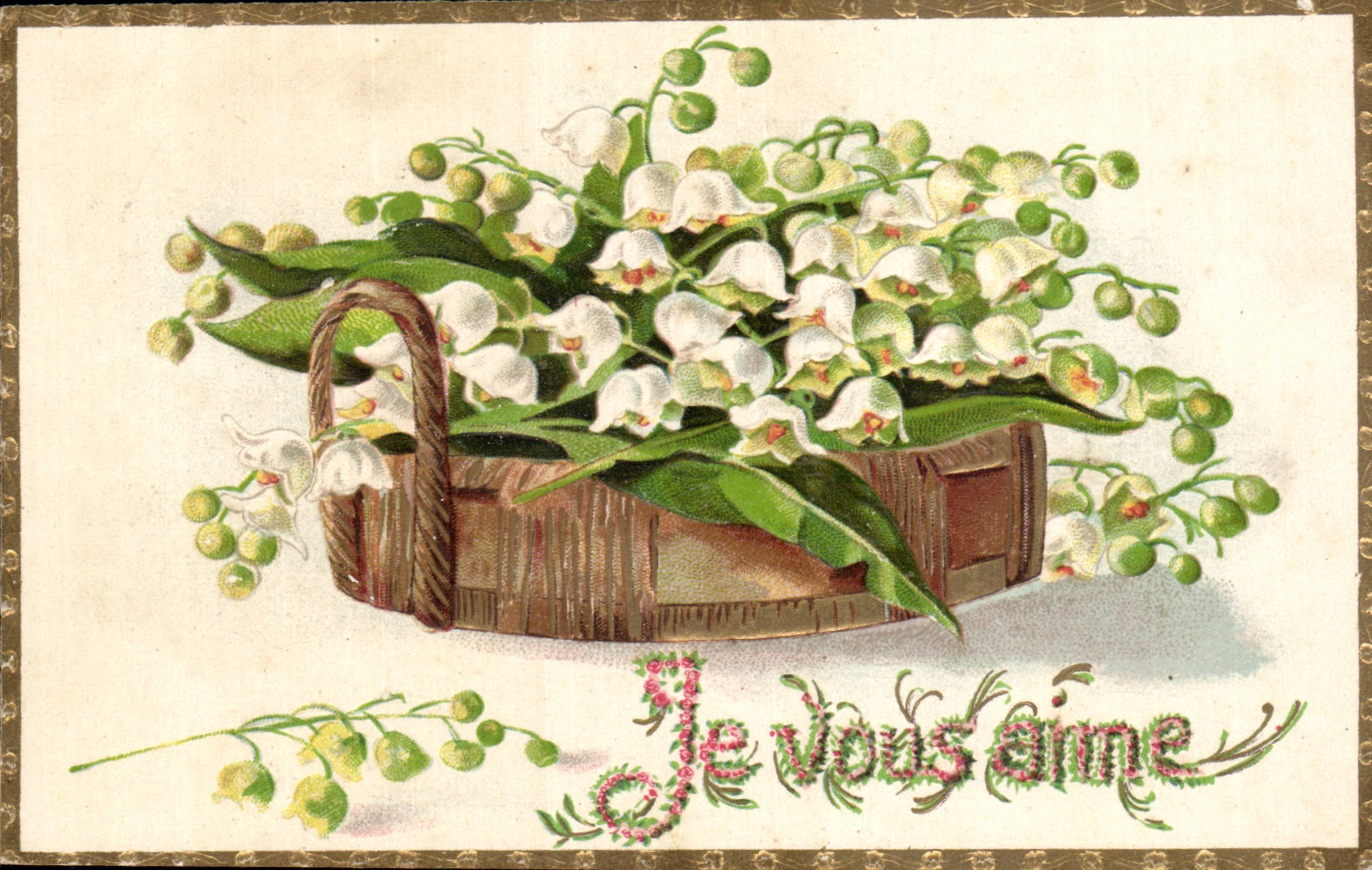 Fleurs Muguet - Lily of the Valley - Porte Bonheur - Je vous aime - CPA 