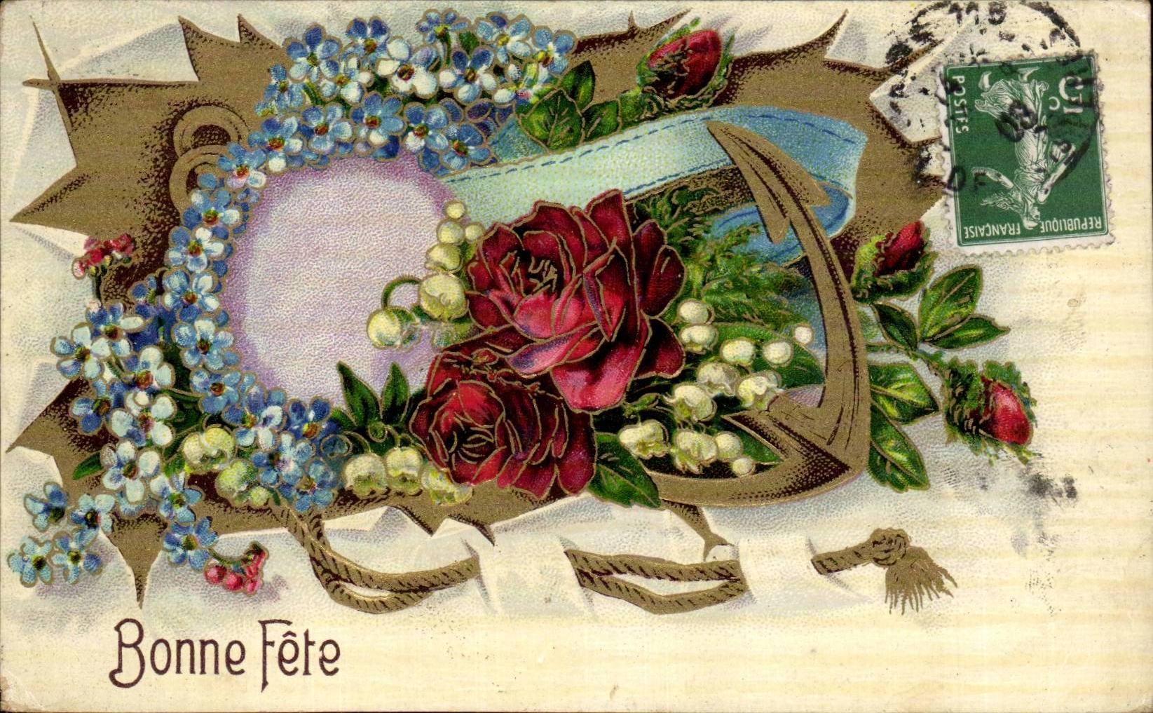 Fleurs Bonne Fete Ancre - CPA