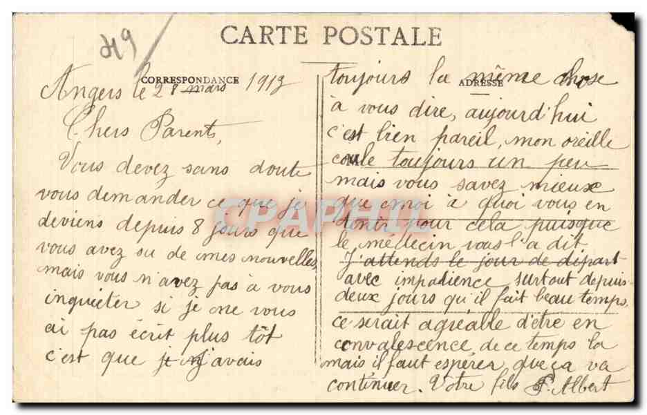 Angers - Les Hospices - Hospice Militaire - CPA  — Rückseite