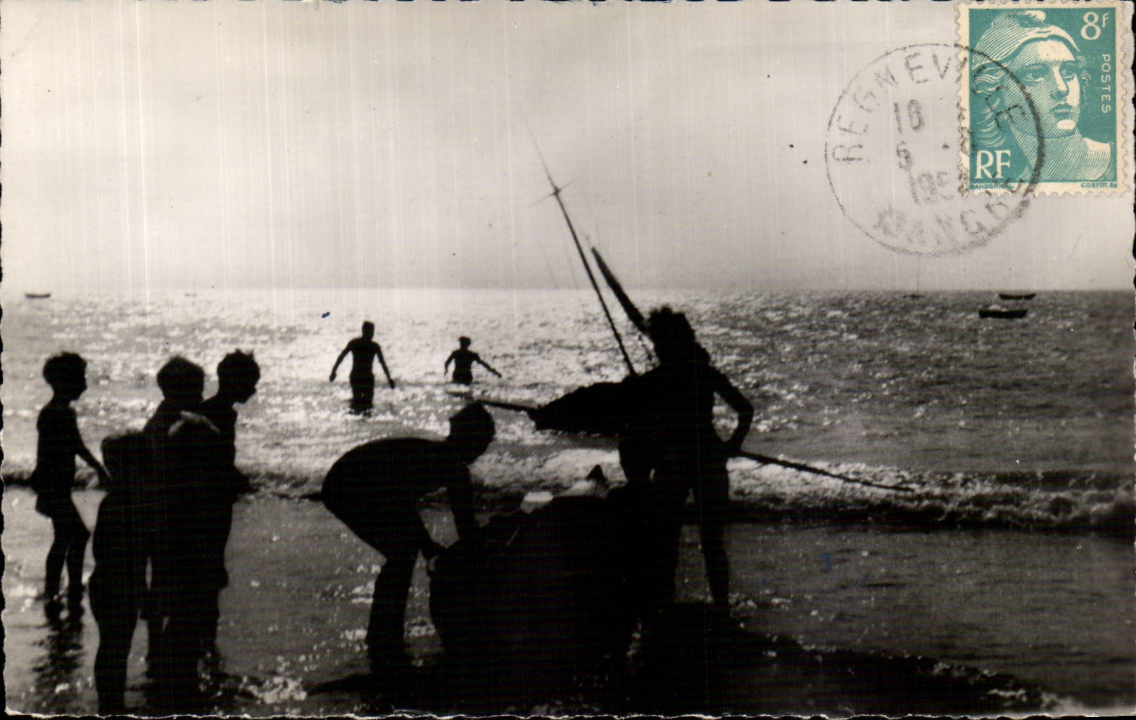 Les Belles Plage Normandes - Enfants Contre jour - CPSM