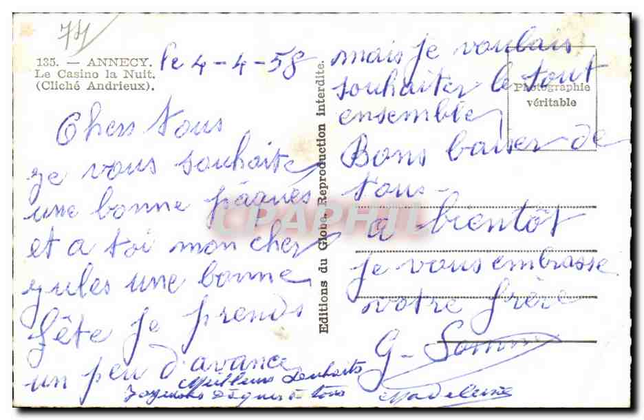 Anneyce — Le Casino la Nuit — Éditions du Globe, n°135 — Verso