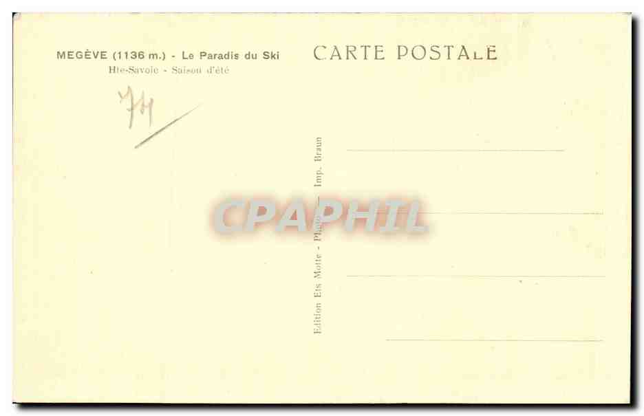Megeve - Le Paradis du Ski - Saison d ete - CPA  — Rückseite