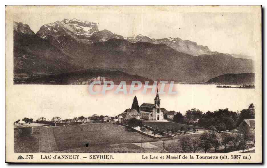 See Annecy – Sevrier — See und Massiv der Tournette (Höhe 2357 m.) — Antike Ansichtskarte n°575