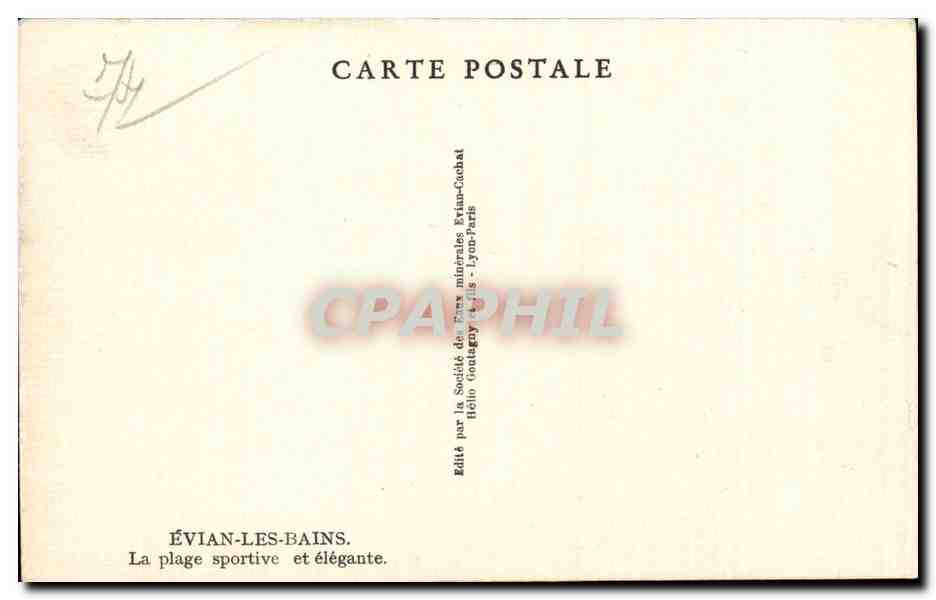 Evian les Bains - La Plage Sportive - CPA  — Rückseite