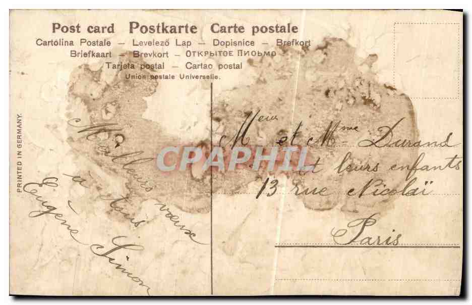 CPA Fantaisie Bone annee Muguet Chien Fleurs — Rückseite