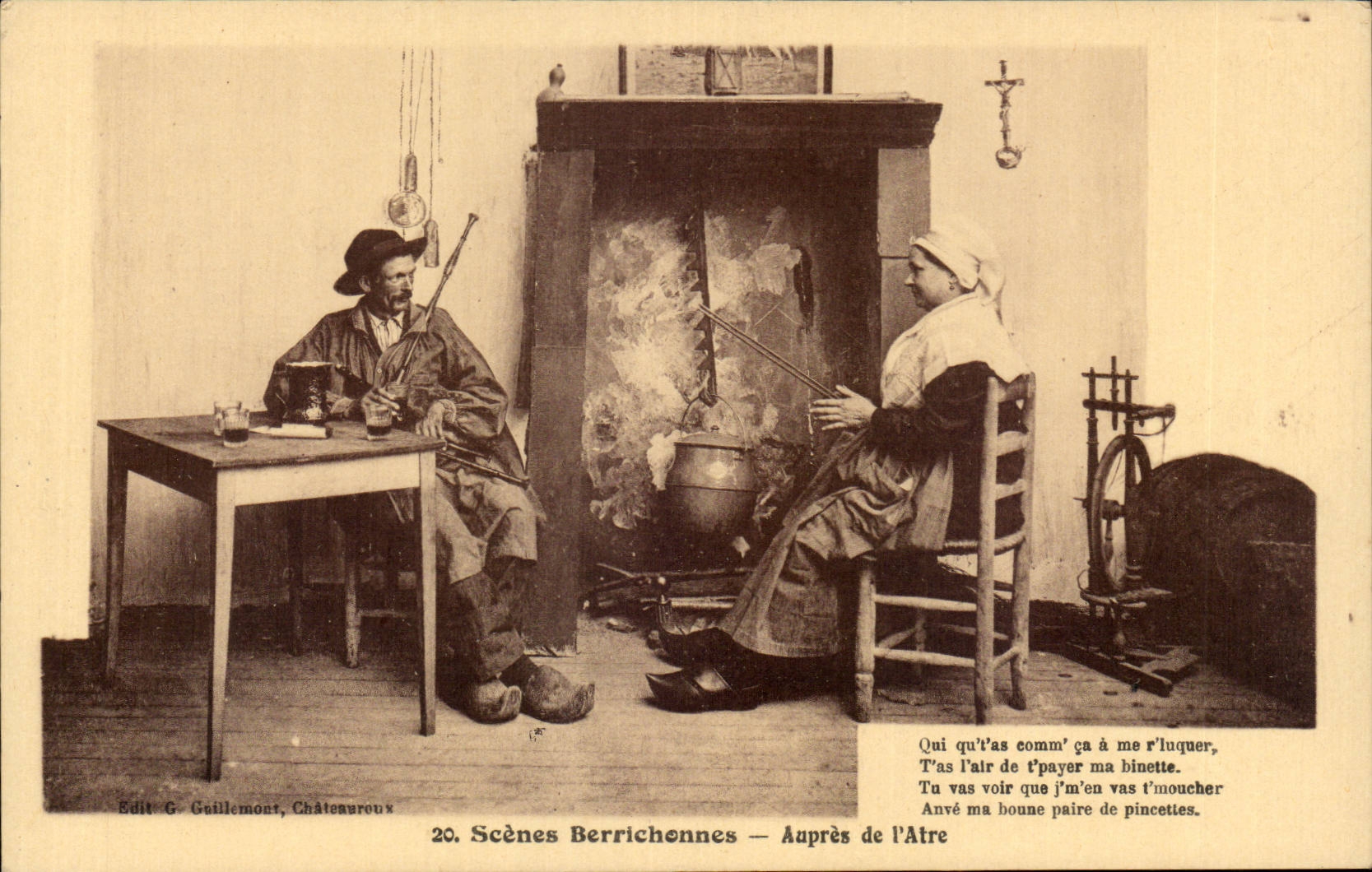 CPA Scenes berrichonnes Aupres de l atre Folklore Costume