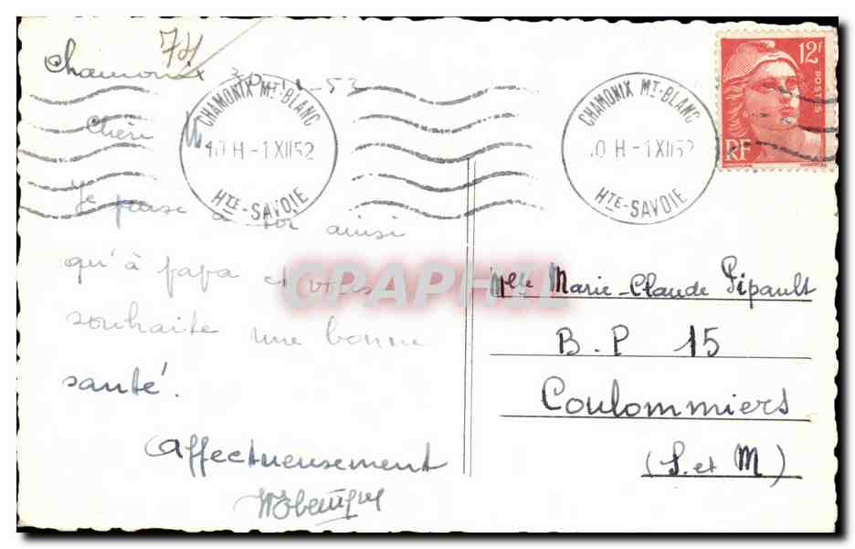 Chamonix - Monument de Saussure - CPA  — Verso