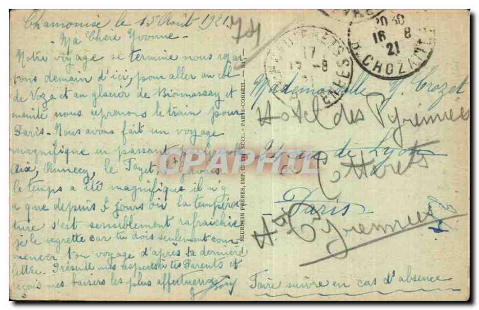 Chamonix - Vue Generale - Mont Blanc - CPA  — Verso