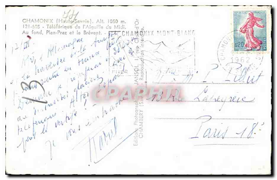 Chamonix - Teleferique de l Aiguille du Midi - CPA  — Verso