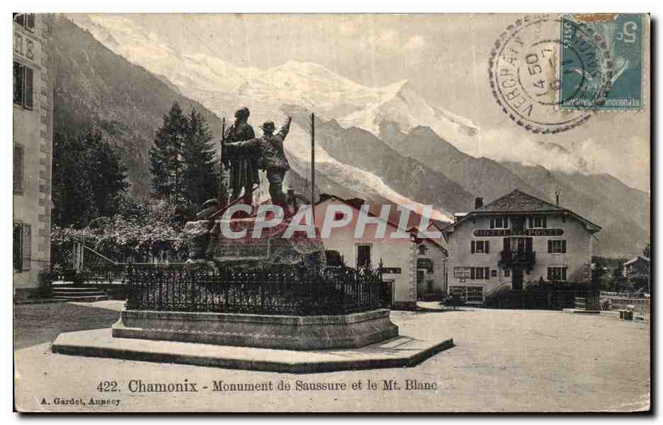 Chamonix - Monument de Saussure et le Mont Blanc - CPA 
