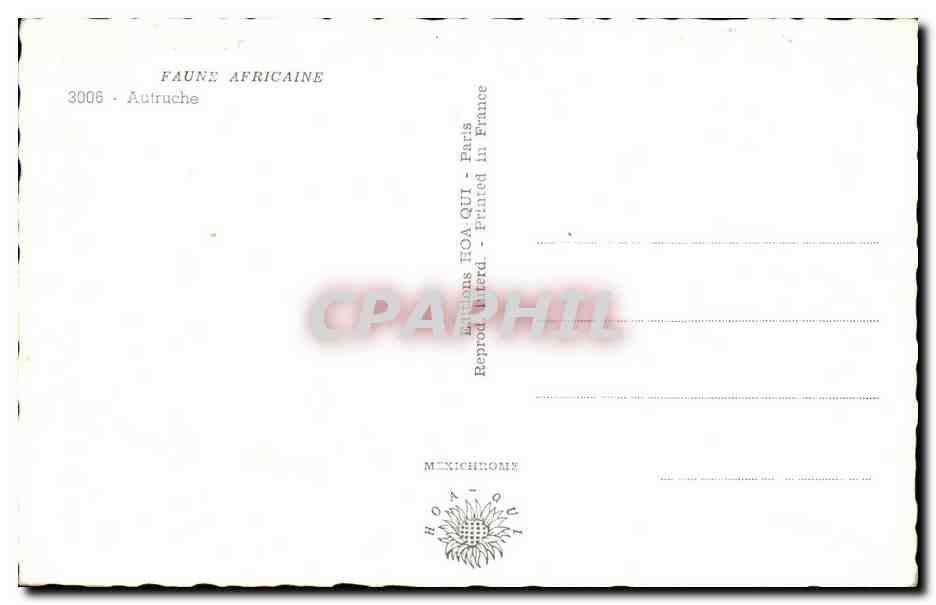 Autruche — dans un paysage africain — Éditions HOA-QUI, n°3006 — Reverso