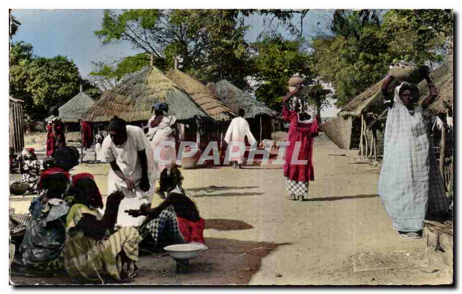 Afrika - Afrika - Afrika in Farben - afrikanisches Dorf - Antike Ansichtskarte