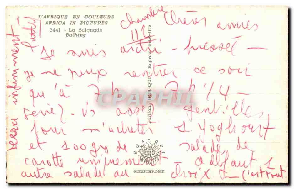 Afrique en couleurs — La Baignade — éditions H.A.-QUIT, n°3441 — Back