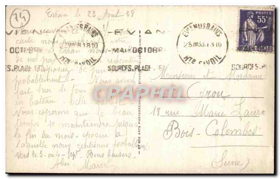 Evian les Bains - Debarcadere et le Dent d Oche - CPA — Verso