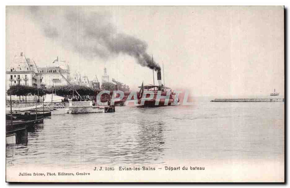 Evian-les-Bains — Départ du bateau — Jullien frères, Phot. Editeurs, Genève, n° 5285