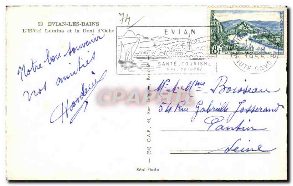 Evian les Bains - L Hotel Lumina - CPA — Verso