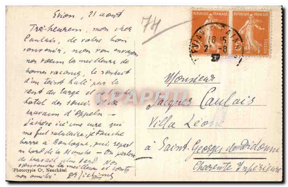 Evian les Bains - Le Port - CPA  — Verso