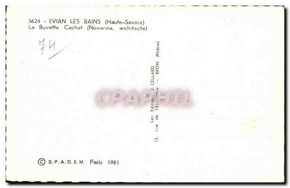 Evian les Bains - La Buvette Cachat - CPA  — Verso