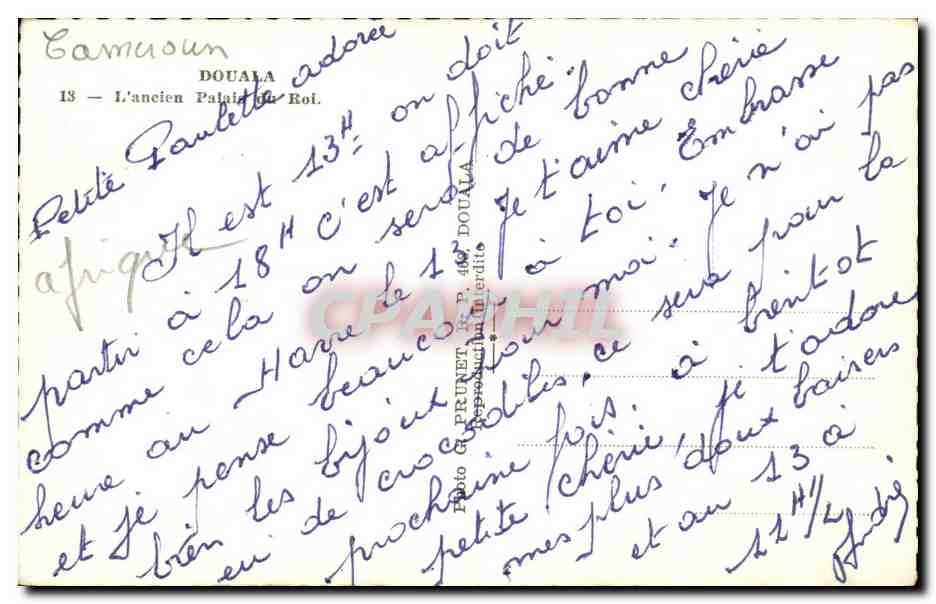 CPA Cameroun Douala L ancien palais du roi — Rückseite