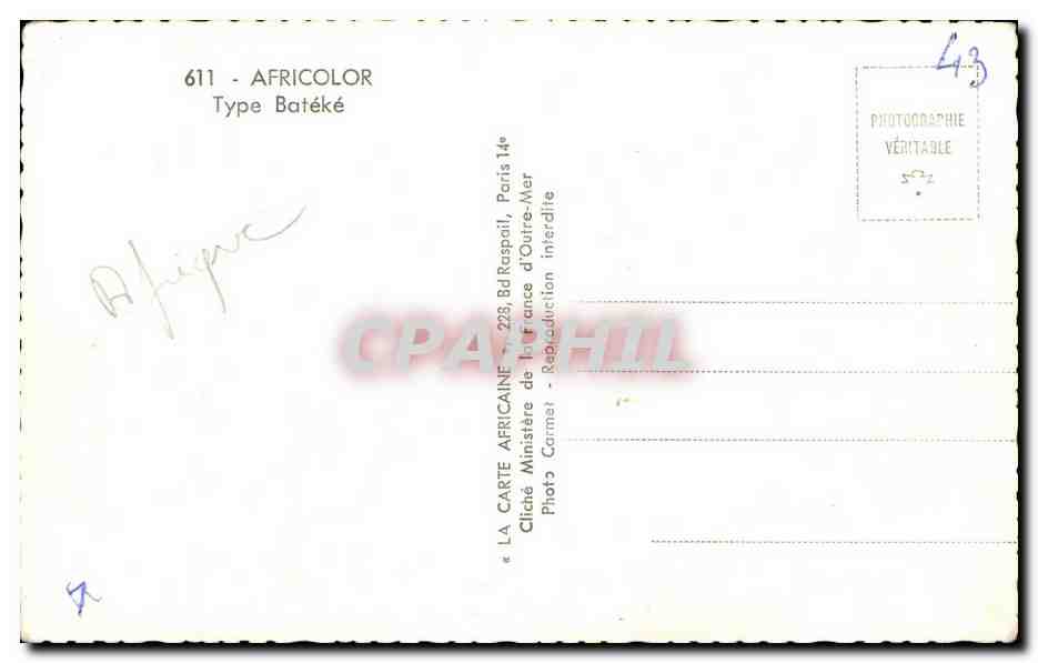 Homme portant couronne de feuilles — Afrique — éditeur Africolor, n° 611 — Rückseite