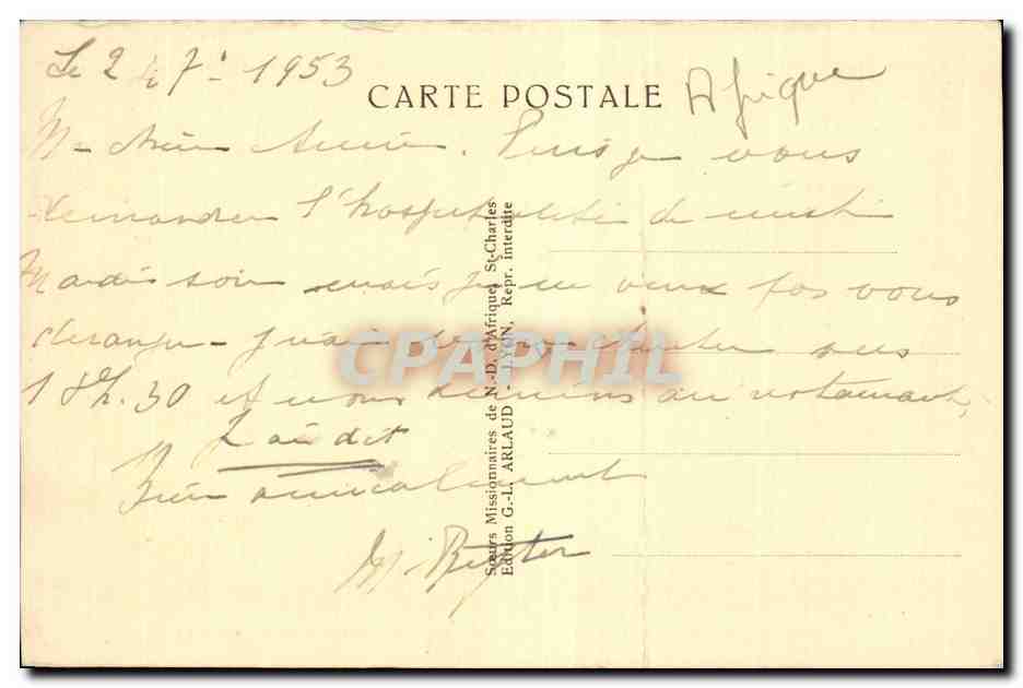CPA Tunisie Carthage Ouvroir de tissage Haute laine  — Rückseite